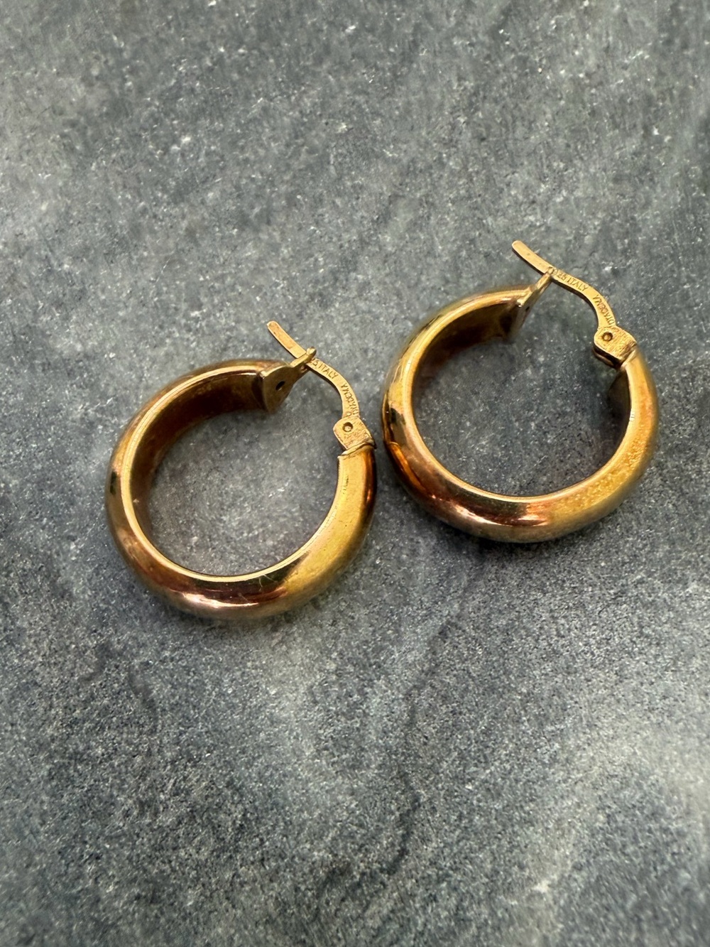 Vintage Gold Sterling 3/4 inch Hoop Earrings - Picture 7 of 11